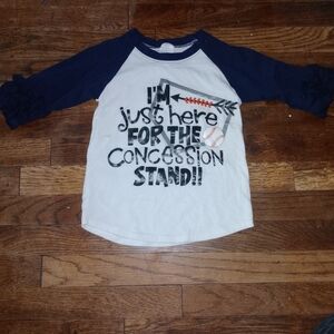 Kids Baseball Themed Raglan Shirt - Navy and White Like New Size 5/6